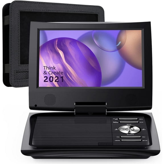 SUNPIN 2021 New PD969 11" Portable DVD Player, Upgraded Remote Control, 9.5 inch Brightness Enhanced Screen, 5 Hours Battery, Dual Earphone Jack(Black)