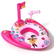 SUNRAD Kids Inflatable Pool Floats, Pirate Ship Print Pool Toys with Water Gun, Summer Outdoor, Beach, Birthday Gift for Kids Age 3-8 Pink