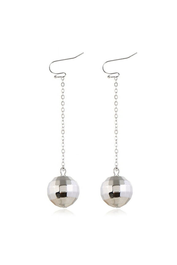 1set Disco Ball Earrings Golden Silver Mirror Ball Earrings Dance Party Costume Accessories for Women Ear Embellishments