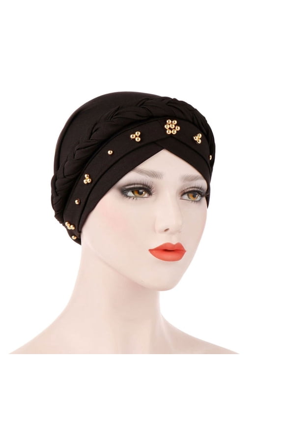 Classy Muslim Turbans Headband Women Braided Turbante Hair Wraps Beanie Hat