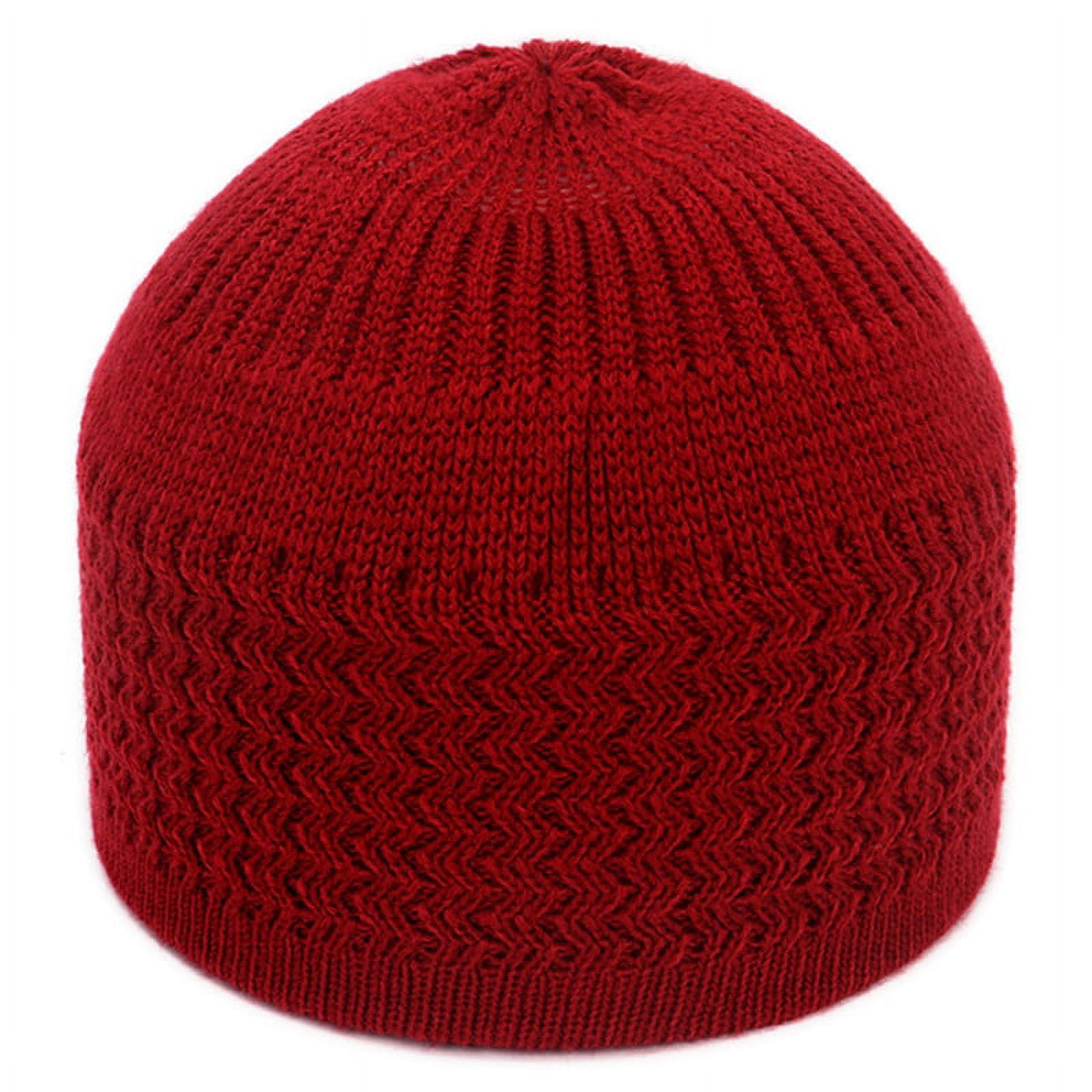 White Crocheted Kufi Hat - 100% Cotton Prayer Cap With Mixed Weave (Tight & Loose)