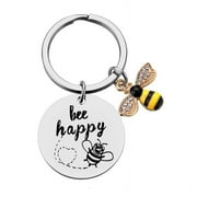 SUNRI Honey Bee Keychain " Bee Happy" Lovely Birthday Keyring Keychain Inspirational Keychain Bee Jewelry Motivational Gift