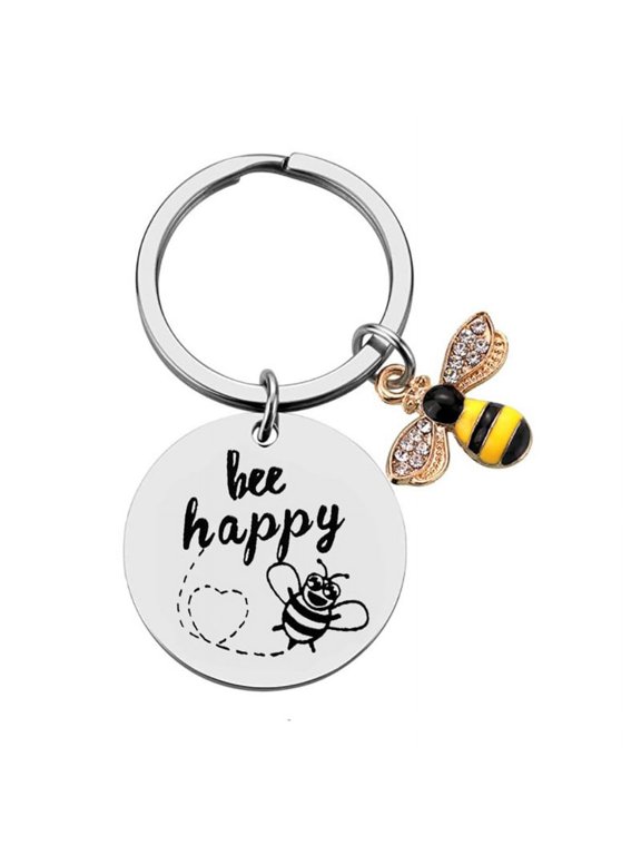 Honey Bee Keychain " Bee Happy" Lovely Birthday Keyring Keychain Inspirational Keychain Bee Jewelry Motivational Gift