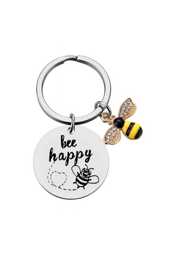 Honey Bee Keychain " Bee Happy" Lovely Birthday Keyring Keychain Inspirational Keychain Bee Jewelry Motivational Gift