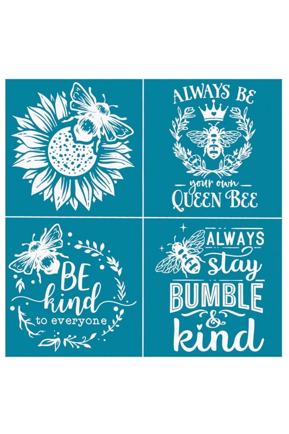 Sunflower Bee Self-Adhesive Silk Screen Printing Stencil Mesh Transfers for DIY