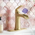 thumbnail image 1 of SUNRINX Brushed Gold Bathroom Faucet, Waterfall Sink Faucet with Pop-Up Drain & Plate, 1 of 10