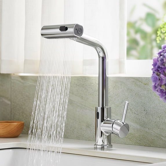 SUNRINX Hands Free Kitchen Faucet with Motion Sensor, Stainless Steel Smart Sink Faucet, Chrome