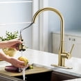 thumbnail image 1 of Sunrinx Brushed Gold Kitchen Faucet Pull Down Sprayer, 3 Mode, 360° Swivel Sink Faucet, 1 of 10