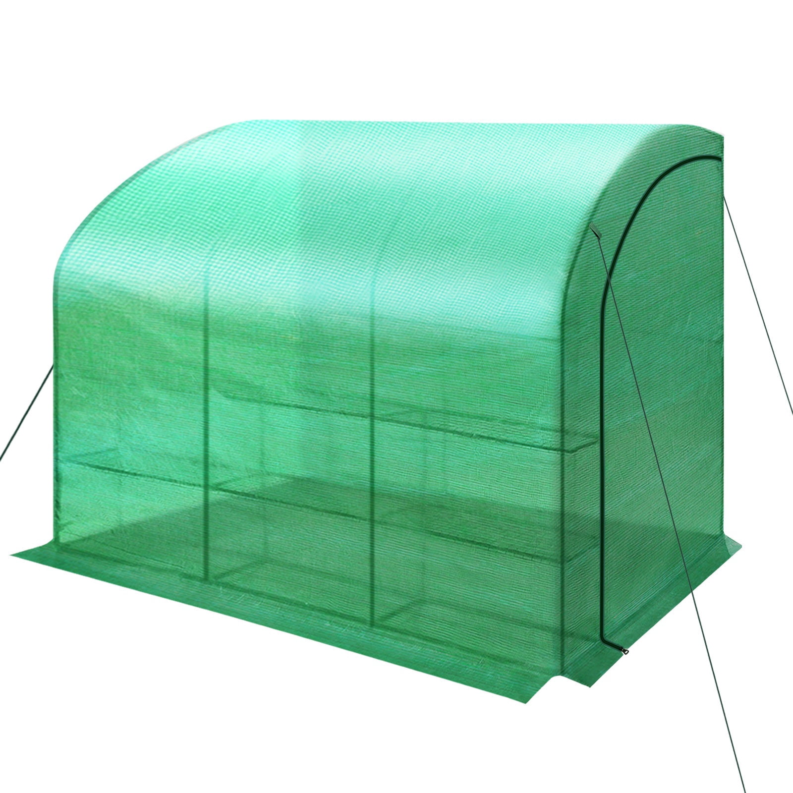 SUNRISEUMBRELLA 10x5x7'H Lean to Walk-in Wall Greenhouse Outdoor Waterproof Hot House w 3 Tiers/6 Shelves Gardening (Green, 1 Door)