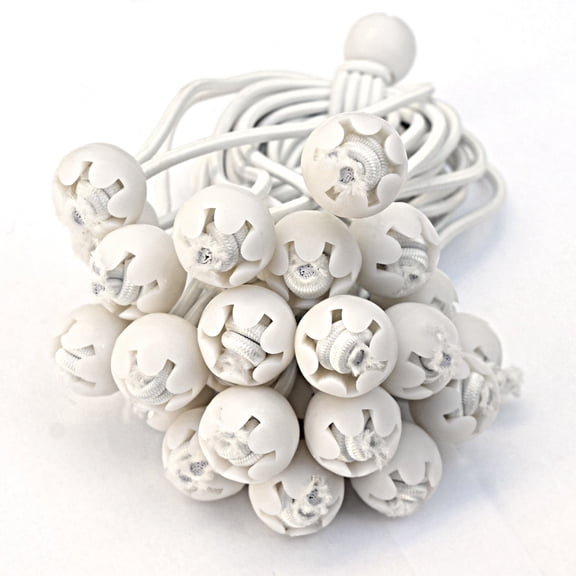SUNRISEUMBRELLA Ball Bungees Cord Tarp Party Tent Tie Downs Bungee Canopy Gazebo Straps (6", 26Pcs, White)