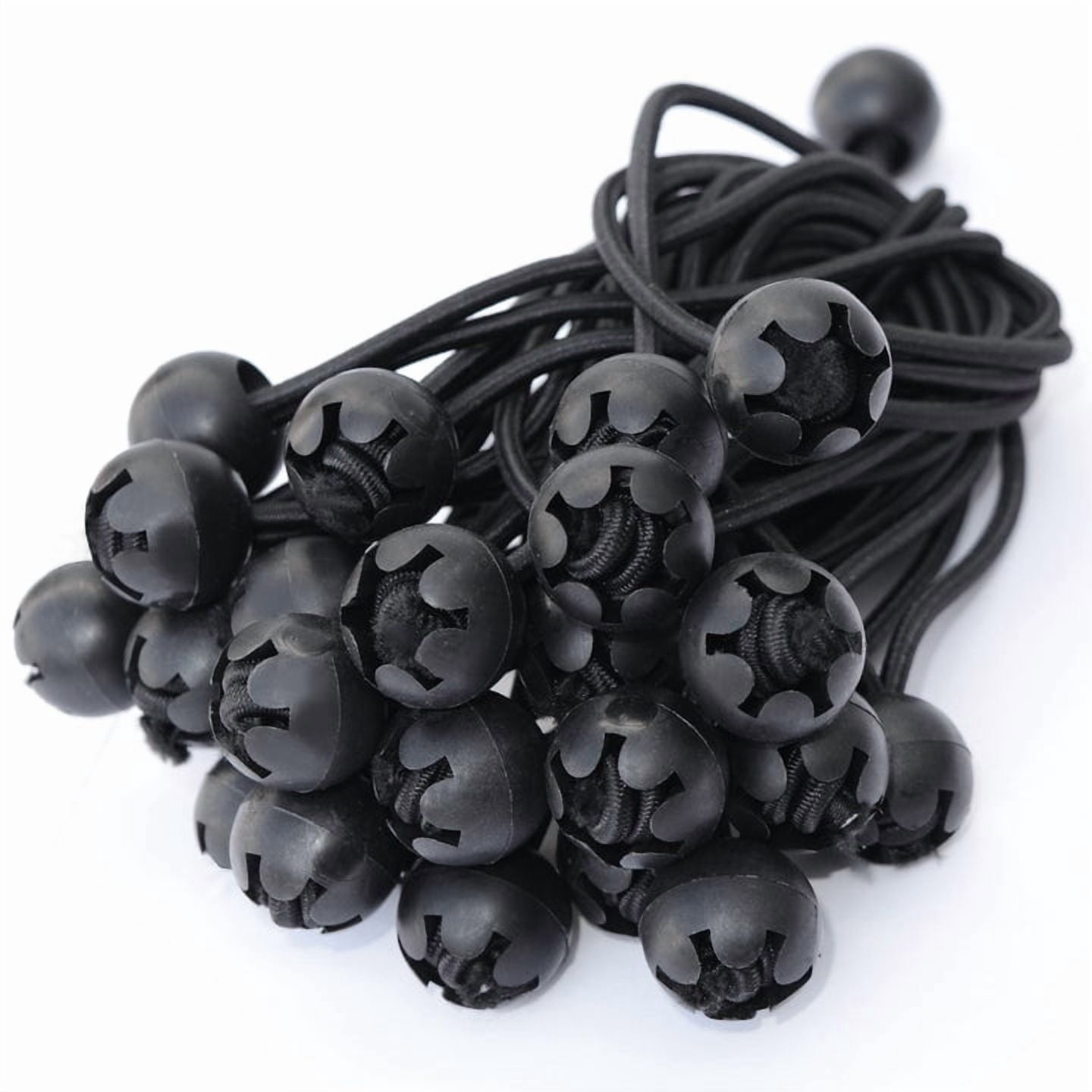 SUNRISEUMBRELLA Ball Bungees Cord Tarp Party Tent Tie Downs Bungee Canopy Gazebo Straps (6", 50Pcs, Black)