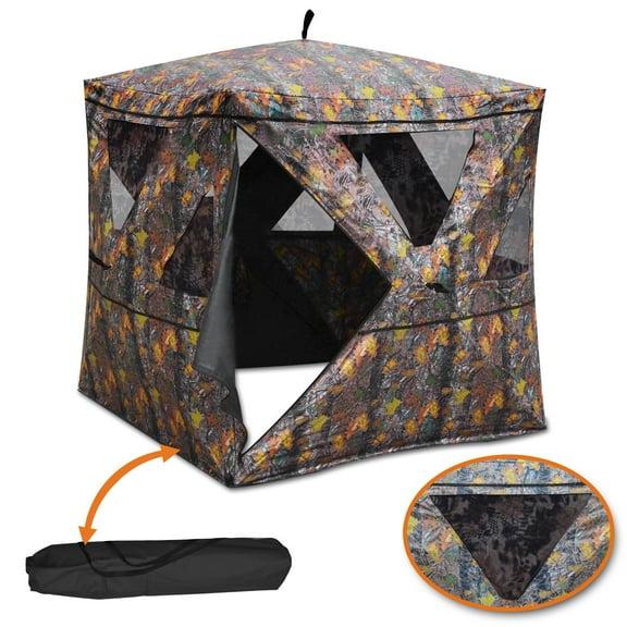 SUNRISEUMBRELLA Camouflage Hunting Blind Ground Archery Portable Pop Up Hunting Tent For 2-3 Perple