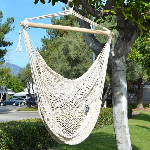 SUNRISEUMBRELLA Hanging Swing Cotton Rope Hammock Chair Patio Porch Garden Outdoor