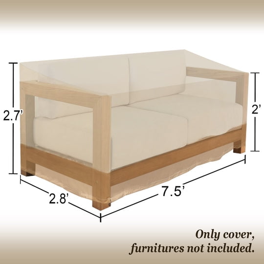 SUNRISEUMBRELLA Large 7.5x2.8x2.7H Patio Sofa Loveseat Bench Cover Furniture Weather Protector