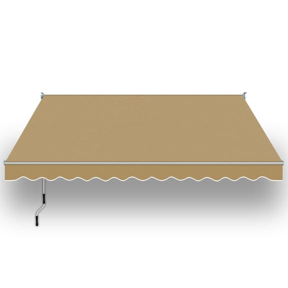 SUNRISEUMBRELLA Outdoor Patio Awning Retractable Awning Sun Shade Manual Patio Deck Awning (12'x10',Tan)