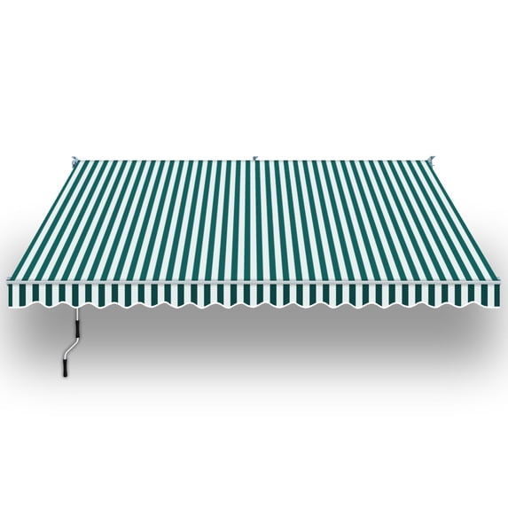 SUNRISEUMBRELLA Outdoor Patio Awning Retractable Awning Sun Shade Manual Patio Deck Awning (13'x10',Green with white)
