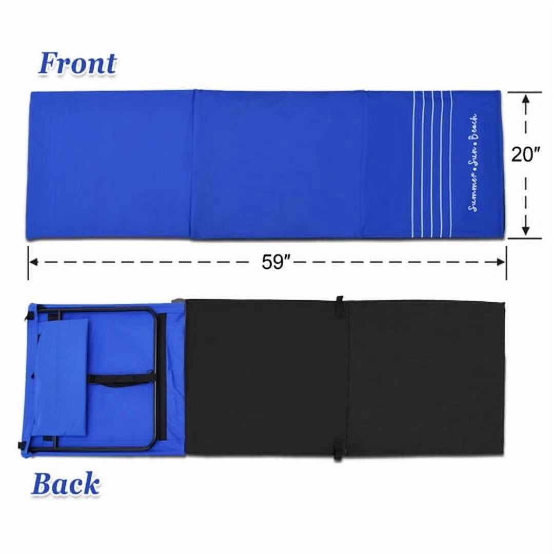 SUNRISEUMBRELLA Outdoor Portable Lounge Chair Beach Reclining Lounger Chair Ground Mat Beach Pool (Dark Blue)