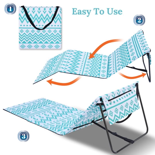 SUNRISEUMBRELLA Outdoor Portable Lounge Chair Beach Reclining Lounger Chair Ground Mat Beach Pool (Stripe)