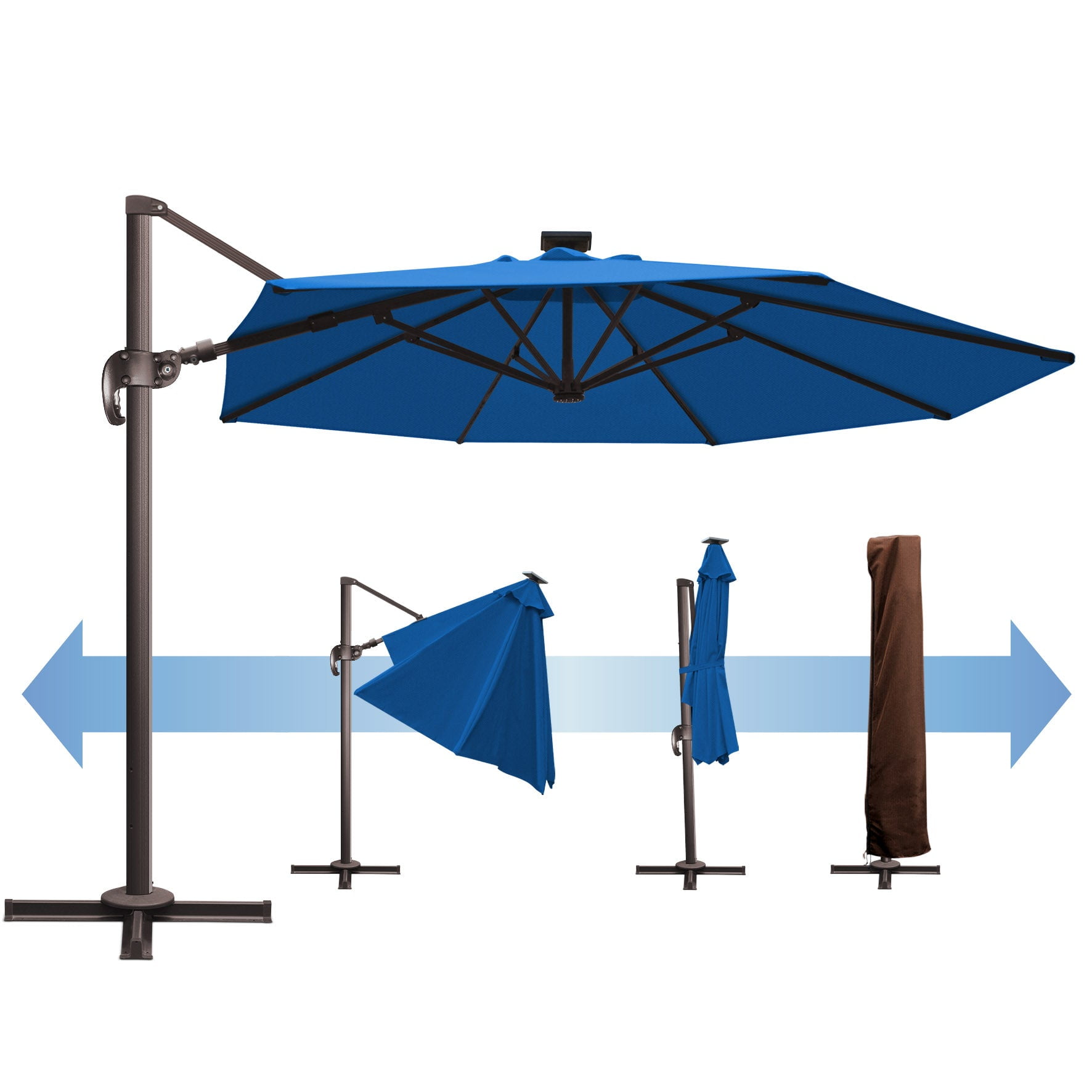 SUNRISEUMBRELLA Roma hanging umbrella Sunbrella Cover Patio Umbrella Garden Outdoor (11',Pacific Blue)