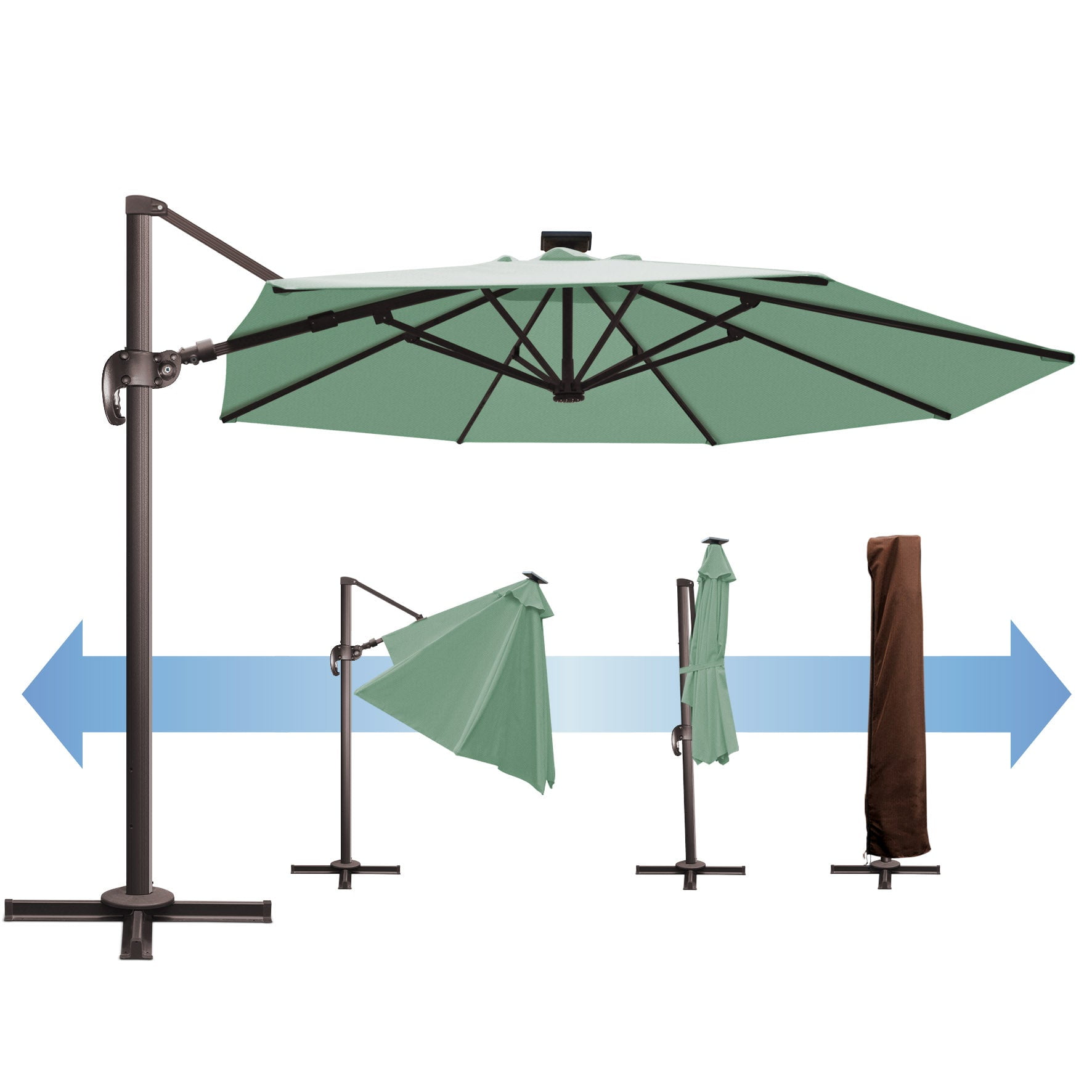SUNRISEUMBRELLA Roma hanging umbrella Sunbrella Cover Patio Umbrella Garden Outdoor (11',Spa)