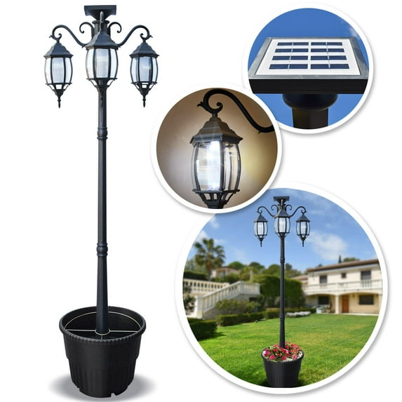 SUNRISEUMBRELLA Solar LED Street Light Solar Lamp Post Lights Street Lights for Lawn Outdoor(79'' H)