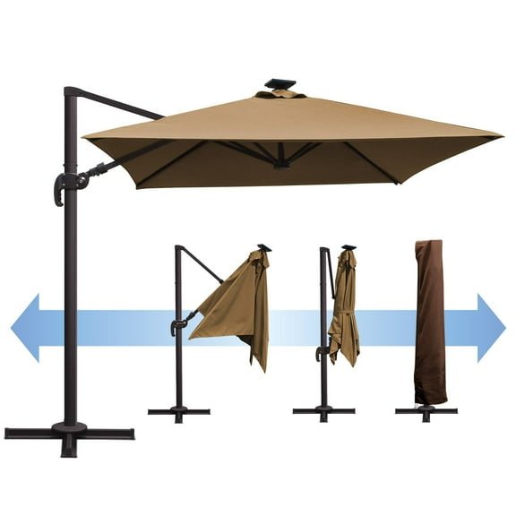 SUNRISEUMBRELLA Square Deluxe Hanging umbrella (8x8',Cocoa)