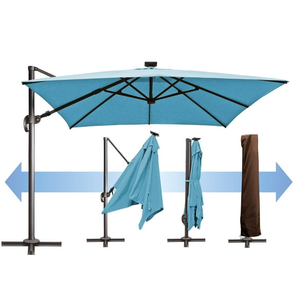 SUNRISEUMBRELLA Square Roma hanging umbrella Sunbrella Cover Patio Umbrella Garden Outdoor (10'x10',Sky Blue)