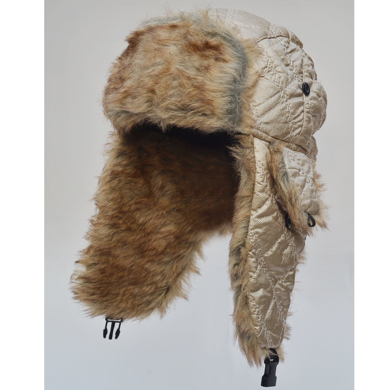 SUNRISEUMBRELLA Winter Ski Trapper Winter Hats Men Aviator Soft Faux Fur Ear Flaps Hat Cap (Soft Light Taupe)
