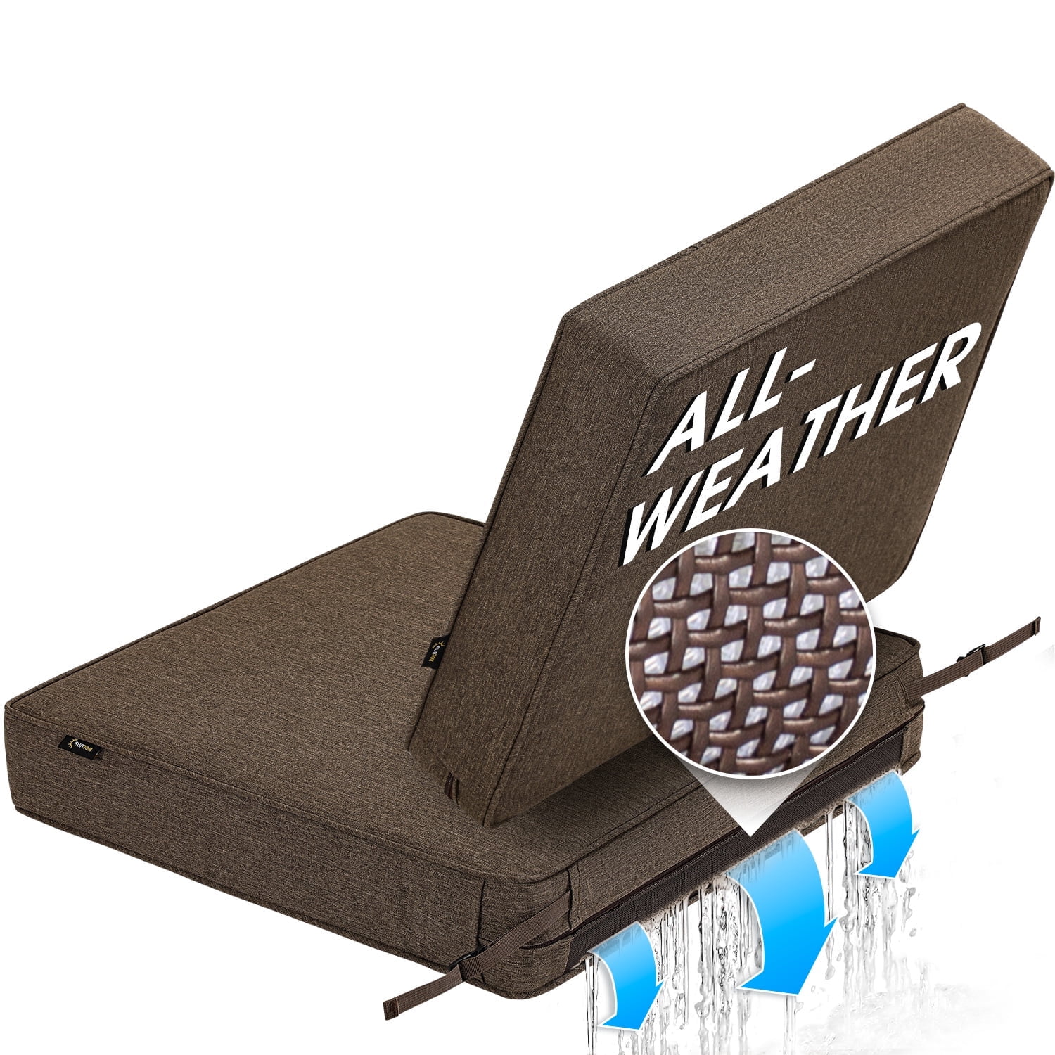 SUNROX All-Weather DryFast Foam Outdoor Patio Furniture Cushions