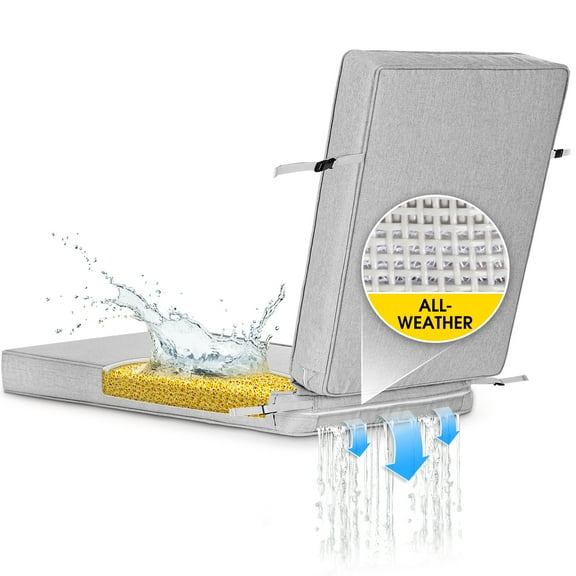 SUNROX DryFast Foam Chaise Lounge Cushions All-Weather Fade-Resistant Lounge Chair Cushion 73x22 Inch, Heather Grey