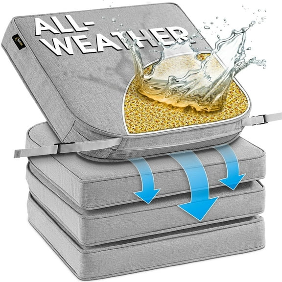 SUNROX DryFast Foam Outdoor Chair Cushion with DryMesh Drainage, All-Weather FadeShield Water Resistant Patio Furniture Cushions, Ultra Durable Patio Chair Cushions