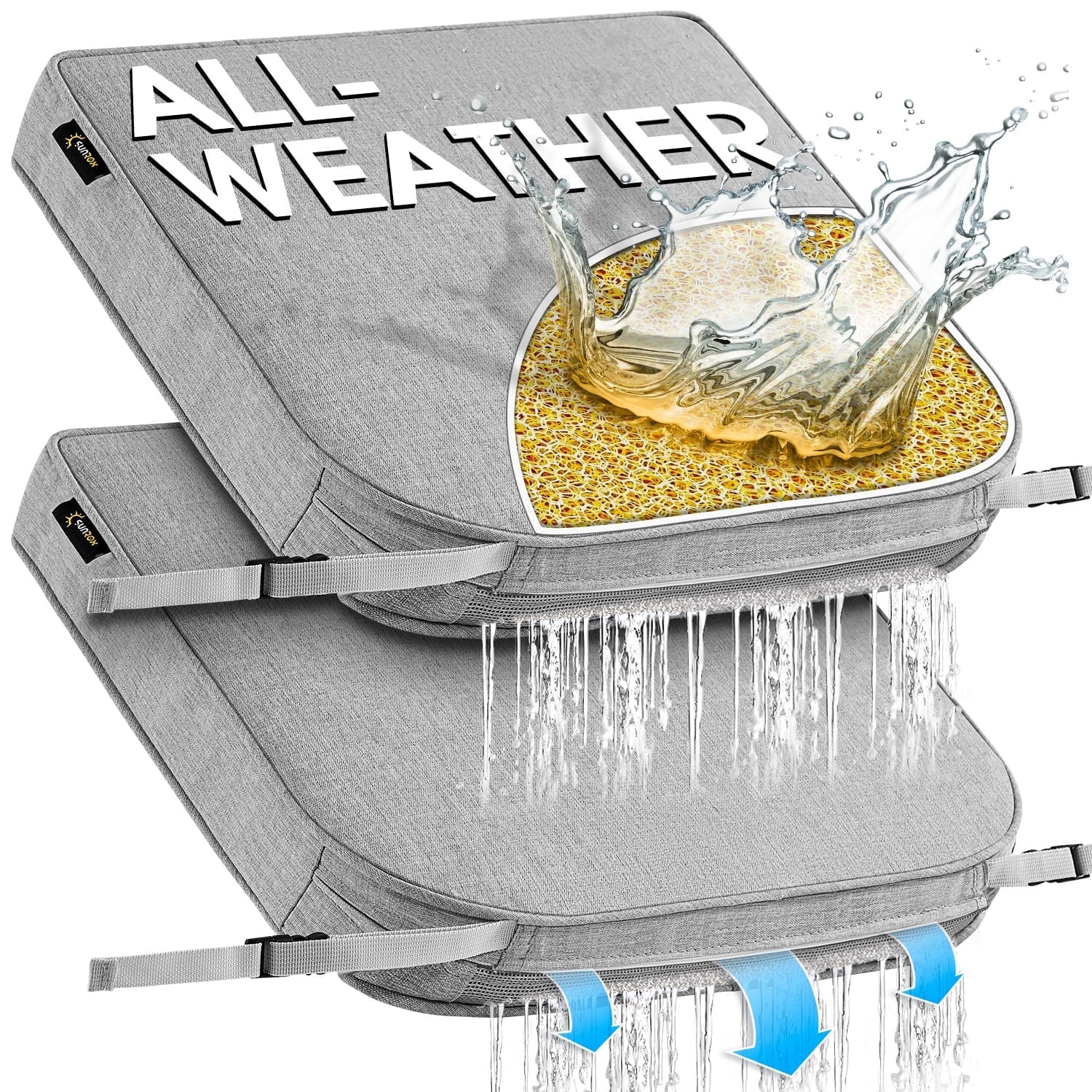 SUNROX DryFast Foam Outdoor Chair Cushion with DryMesh Drainage, All-Weather FadeShield Water Resistant Patio Furniture Cushions, Ultra Durable Patio Chair Cushions