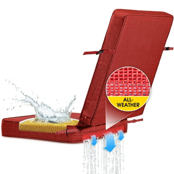 SUNROX FadeShield Water Resistant Deep Seat Cushion Set with DryMesh Drainage, DryFast Foam Outdoor Chair Cushion Set 18"x37"x3" Burgundy
