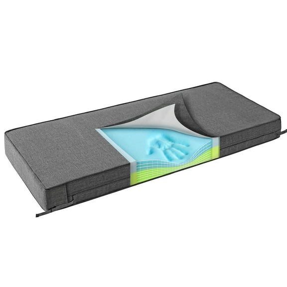 SUNROX Gel Memory Foam Bench Cushion with Ties, Water Resistant FadeShield Ultra Durable Outdoor/Indoor Universal Bench Seat Pads 48 x 16 x 4 inch, MIDNIGHT