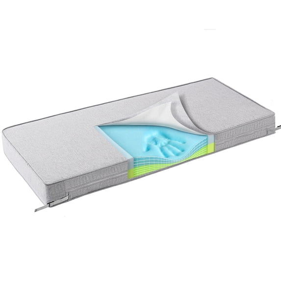 SUNROX Gel Memory Foam Bench Cushion with Ties to Water-Resistant FadeShield Fabric Cushion