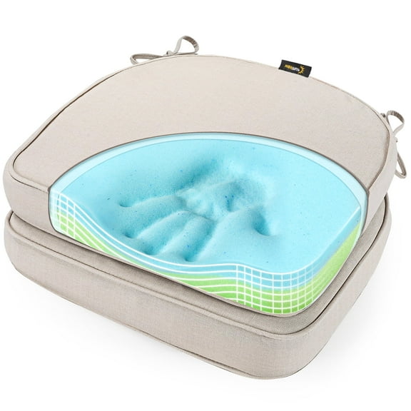 SUNROX Gel Memory Foam Chair Cushions, FadeShield Water-, Stain-Resistant Durable Reversible Seat Cushion Pads with Ties for Indoor/Outdoor Kitchen Dining Office