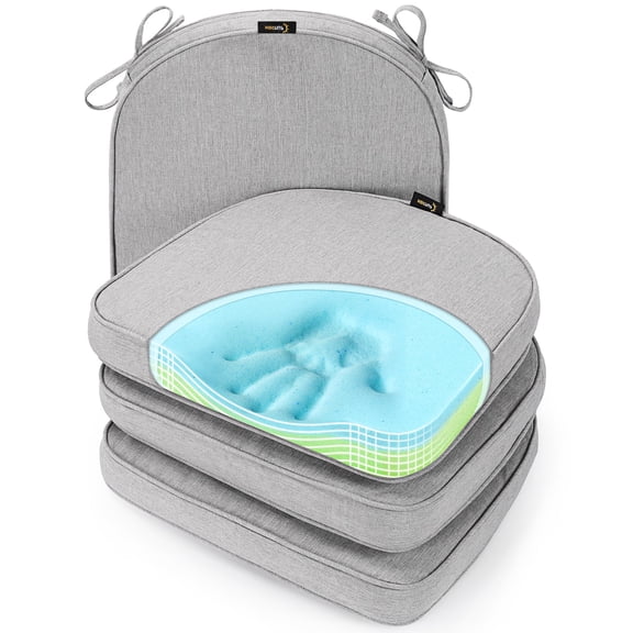 SUNROX Gel Memory Foam Chair Cushions, FadeShield Water-, Stain-Resistant Durable Reversible Seat Cushion Pads with Ties for Indoor/Outdoor Kitchen Dining Office