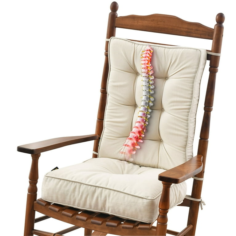 SUNROX Memory Foam Non Slip Rocking Chair Cushion Set of Seat Back Cushion with Ties for Indoor Outdoor Rocker FadeShield Water Resistant Thicken Durable Tufted Pads 2 Piece Cream Walmart
