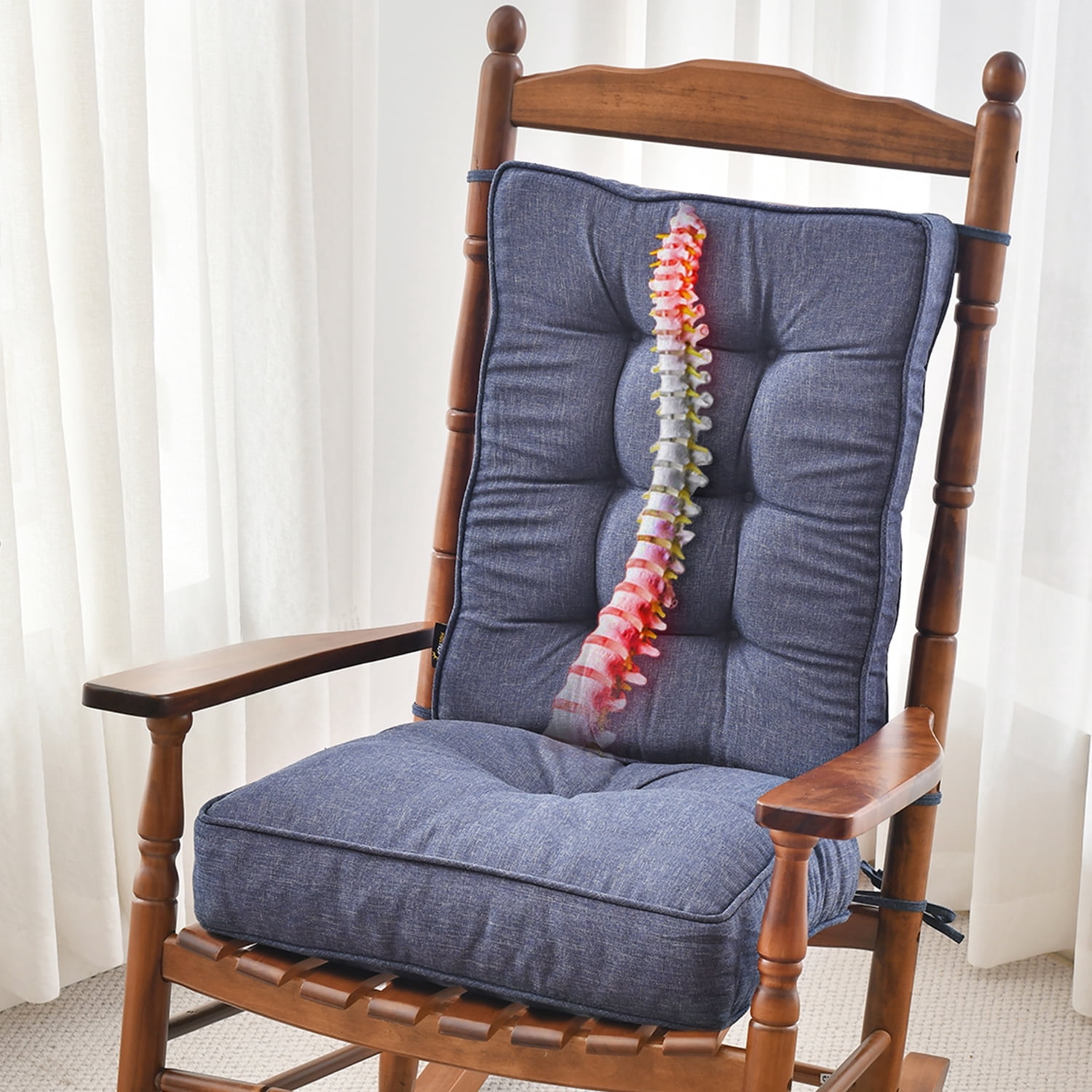 Sunrox SUNROX Heather Indigo Memory Foam Non Slip Rocking Chair Cushion Set of ...