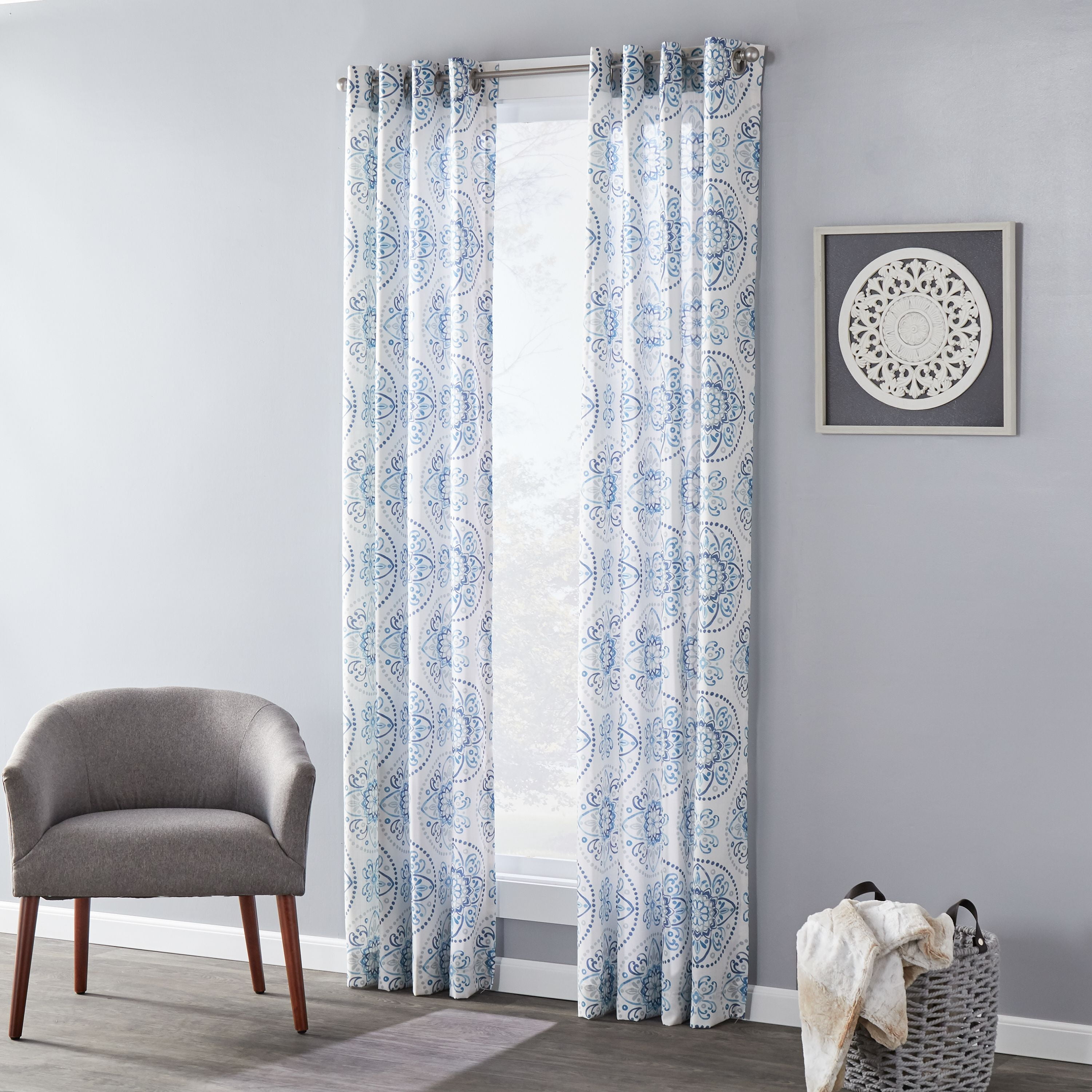 SKL HOME Tenda Da Doccia Kali Effetto Acquerello – 183x178 Cm, 100% Poliestere, Lavabile In Lavatrice, Con Occhielli. Colore Blu. Rinnova Il Bagno Con Stile. - 2