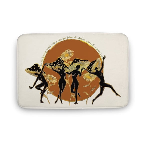 SUNSET DANCE Divine Feminine Cottagecore Mushroom Art Print, Psychedelic Art, Mushroom Decor,Wild Women Hippie Decor,Indoor Doormat,Front Back Door Mat 16x24