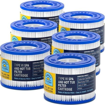 SUNSET FILTERS Spa and Hot Tub Filter Replacement Cartridge Universal, 6-Pack