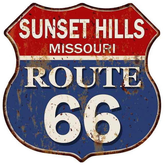 SUNSET HILLS, MISSOURI Route 66 Shield Metal Sign Man Cave Garage 211110013076