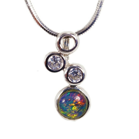 SUNSET MAGESTY STERLING SILVER AUSTRALIAN BLACK OPAL NECKLACE