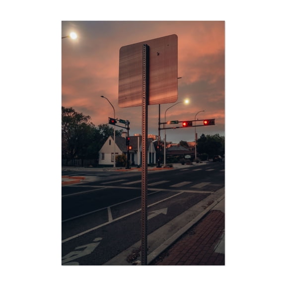 SUNSET REFLECTED - Albuquerque New Mexico Photography Street Photography City Sunset Night Sky Architecture Minimalist Unframed Wall Art Print 12 x 18 inches