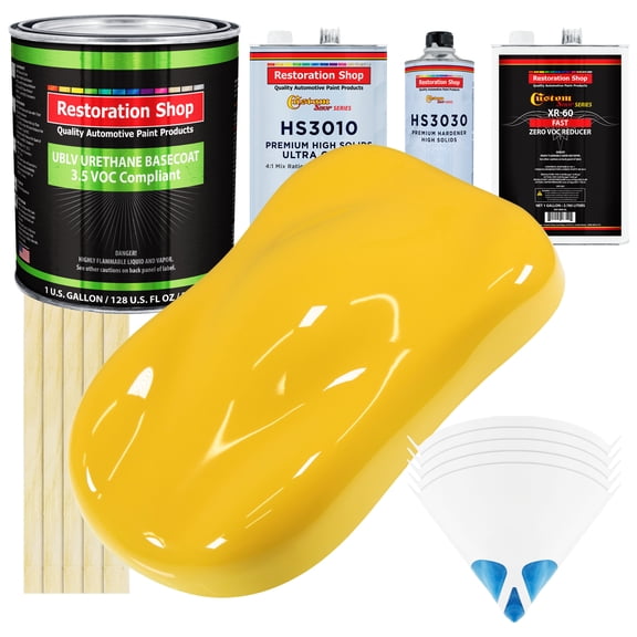 SUNSHINE YELLOW Low Voc Urethane Basecoat/Premium Clearcoat Car Auto Paint Complete FAST Gallon Kit - Restoration Shop