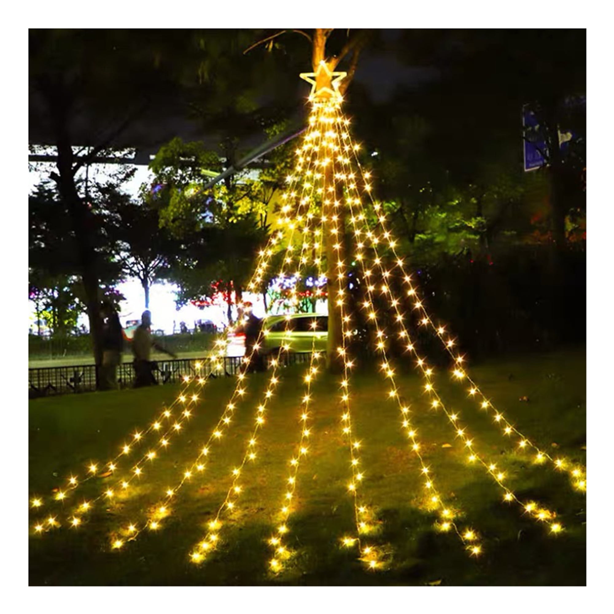 Christmas Tree Waterfall Light, Outdoor Waterproof Remote Control Led  Five-pointed Star Waterfall Lights, Cascading String Lights For Tree, Yard  Decoration On Christmas Holiday