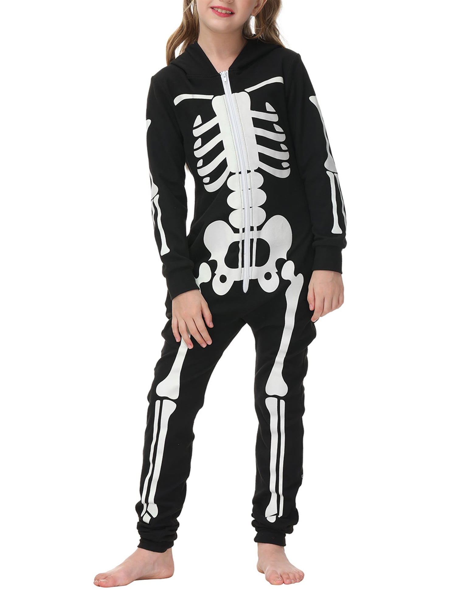 Boys Matching Family Halloween Glow In The Dark Long Sleeve Skeleton  Graphic Tee