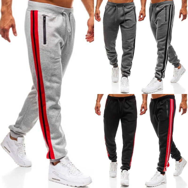 SUNSIOM Men Long Casual Sport Pants Gym Slim Fit Trousers Running ...