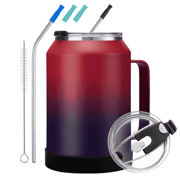 SUNSOC 32 oz Tumbler with Handle and Straw,Keeps Cold 36hrs/Hot 24hrs,Leakproof Insulated Water Bottle Stainless Steel Tumbler for Travel Workout Gym